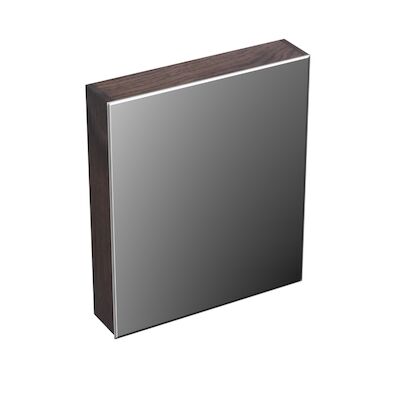 Spiegelkast Forzalaqua Uni 59.5×68.5×12.5 Cm 1 Deur Links Tweezijdig Spiegel Eiken Charcoal