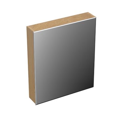 Spiegelkast Forzalaqua Uni 59.5×68.5×12.5 Cm 1 Deur Links Tweezijdig Spiegel Eiken Smoke