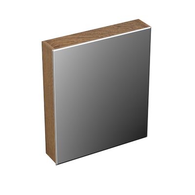 Spiegelkast Forzalaqua Uni 59.5×68.5×12.5 Cm 1 Deur Rechts Tweezijdig Spiegel Eiken Castle Brown