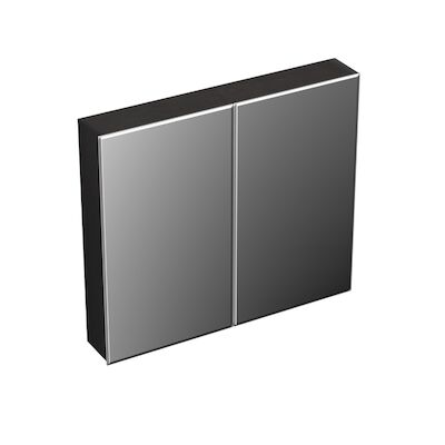 Spiegelkast Forzalaqua Uni 80×12.5×68.8 Cm 2 Deuren Tweezijdig Spiegel Eiken Black Oiled