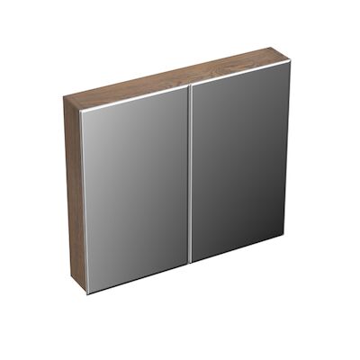Spiegelkast Forzalaqua Uni 80×12.5×68.8 Cm 2 Deuren Tweezijdig Spiegel Eiken Havanna