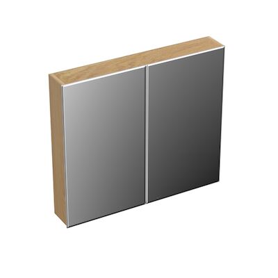 Spiegelkast Forzalaqua Uni 80×12.5×68.8 Cm 2 Deuren Tweezijdig Spiegel Eiken Smoke