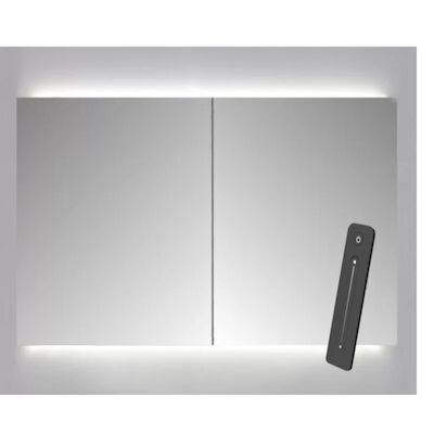 Spiegelkast Sanicare Qlassics Ambiance 120×60 cm Met Dubbelzijdige Spiegeldeuren, LED Verlichting En Afstandsbediening Belluno Eiken