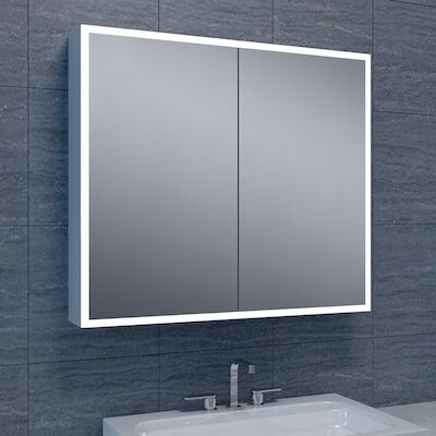 Spiegelkast Wiesbaden Quatro met Rand Verlichting 80x70x13 Aluminium