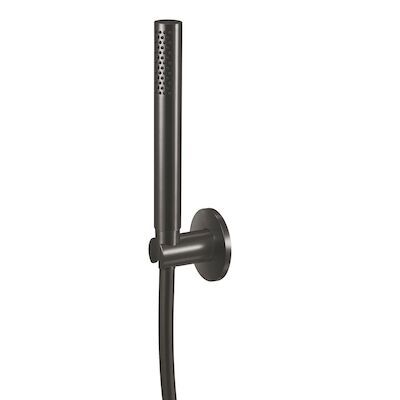 Staafhanddouche Qisani Flow Met Houder en Slang Geborsteld Gun Metal