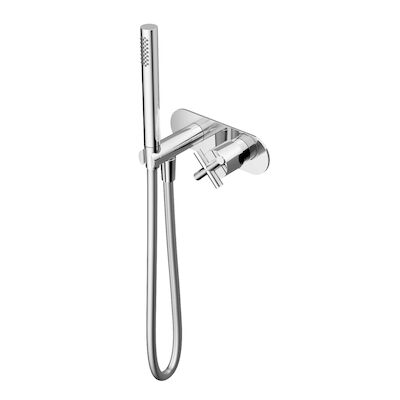 Stopkraan Hotbath Chap Inbouw Kruisgreep met Handdouche Chroom