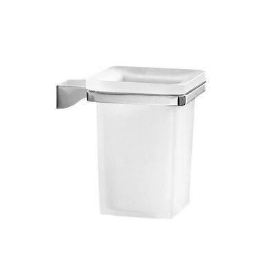 Tandenborstelhouder Sapho Glamour Hangend 8×10.8 cm Chroom / Melkglas