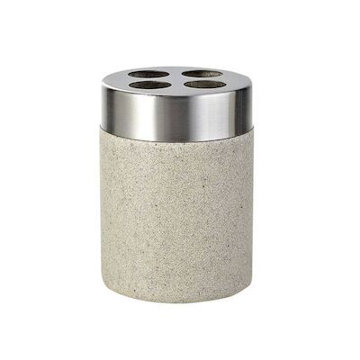 Tandenborstelhouder Sapho Stone Vrijstaand 10.2×7.5 cm Polyresin Beige