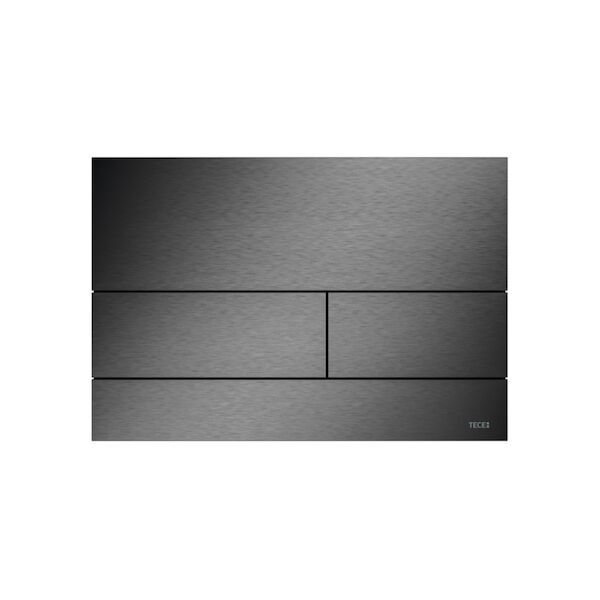 TECEsquare II metaal WC-bedieningsplaat voor duospoeltechniek, geborsteld zwart chroom (met anti-vingerprint)