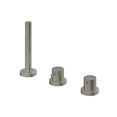 Thermostaatkraan Hotbath Buddy 2-knop Badrand 3-gats Geborsteld Nikkel