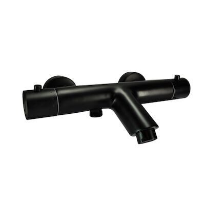 Thermostatische Badkraan Wiesbaden Rio h.o.h. 15 cm Mat Zwart