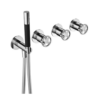 Thermostatische Douche/Badkraan Hotbath Cobber @Work Inbouw Met 2 Stopkranen En Handdouche Chroom