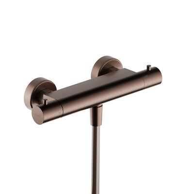Thermostatische Douchemengkraan Hotbath Ace Met 1/2 Doucheslang Onder aansluiting 26.6 Cm Geborsteld Koper PVD
