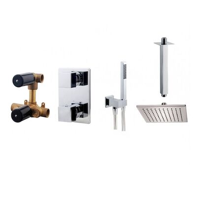 Thermostatische Inbouw Regendouche Set Wiesbaden Type 107 Plafondarm 30 cm Vierkant incl. Inbouwdeel