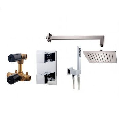Thermostatische Inbouw Regendouche Set Wiesbaden Type 108 Wandarm 30 cm Vierkant incl. Inbouwdeel