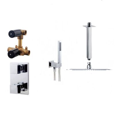 Thermostatische Inbouw Regendouche Set Wiesbaden Type 125 Plafondarm Ufo 30 cm Vierkant incl. Inbouwdeel