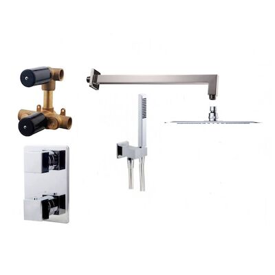 Thermostatische Inbouw Regendouche Set Wiesbaden Type 126 Wandarm Ufo 20 cm Vierkant incl. Inbouwdeel