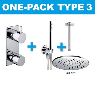 Thermostatische Inbouw Regendouche Set Wiesbaden Type 3 Plafondarm 30 cm Rond