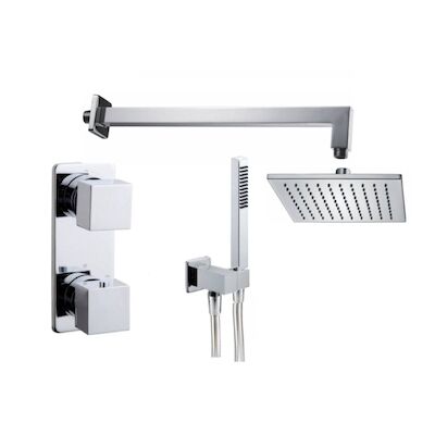 Thermostatische Inbouw Regendouche Set Wiesbaden Type 5 Wandarm 20 cm Vierkant