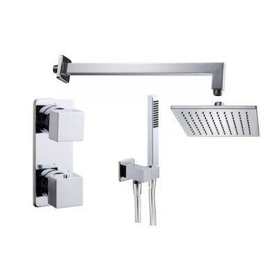 Thermostatische Inbouw Regendouche Set Wiesbaden Type 8 Wandarm 30 cm Vierkant