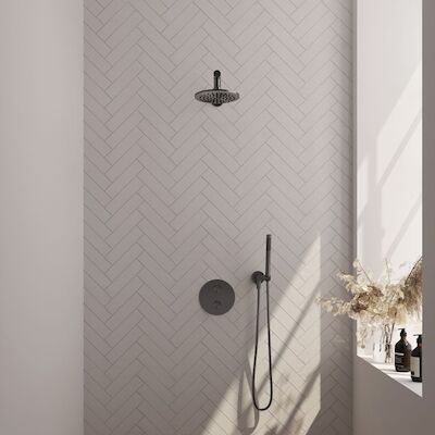Thermostatische Inbouwdoucheset Brauer Carving Met Ronde Afdekplaat Gunmetal (Alle Opties)
