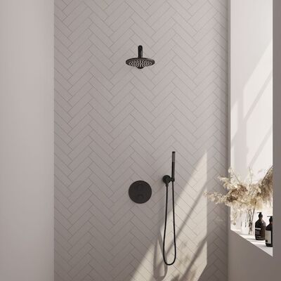 Thermostatische Inbouwdoucheset Brauer Carving Met Ronde Afdekplaat Mat Zwart (Alle Opties)