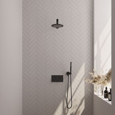 Thermostatische Inbouwdoucheset Brauer Carving Recht Met Drukknoppen Mat Zwart (Alle Opties)