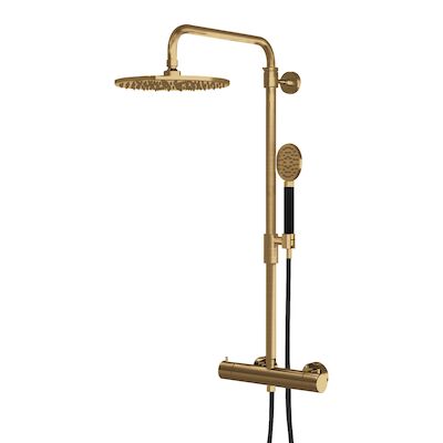 Thermostatische Regendoucheset Lagoo Garda met Handdouche Rond Geborsteld Goud