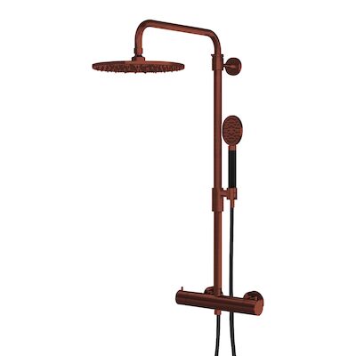 Thermostatische Regendoucheset Lagoo Garda met Handdouche Rond Geborsteld Koper