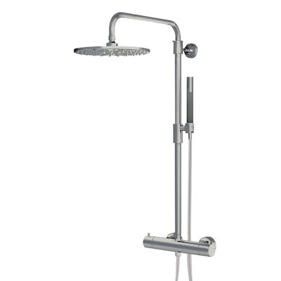 Thermostatische Regendoucheset Lagoo Garda met Handdouche Staaf Geborsteld Nikkel
