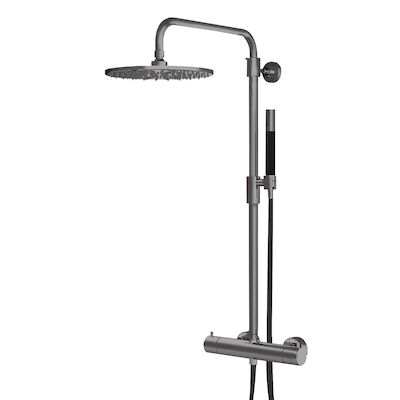 Thermostatische Regendoucheset Lagoo Garda met Handdouche Staaf Gunmetal