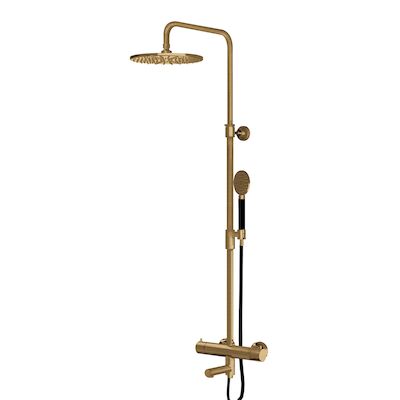 Thermostatische Regendoucheset Lagoo Garda voor Bad/Douche met Handdouche Rond Geborsteld Goud