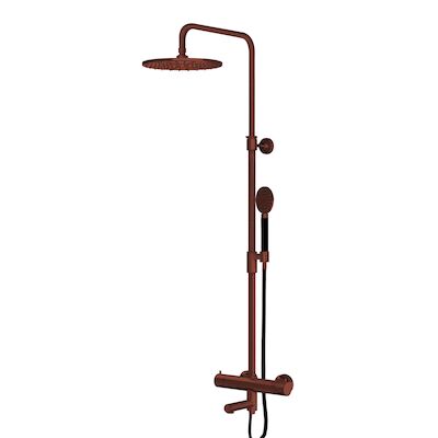 Thermostatische Regendoucheset Lagoo Garda voor Bad/Douche met Handdouche Rond Geborsteld Koper