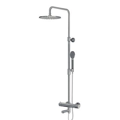 Thermostatische Regendoucheset Lagoo Garda voor Bad/Douche met Handdouche Rond Geborsteld Nikkel