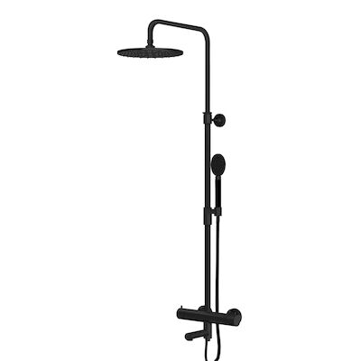 Thermostatische Regendoucheset Lagoo Garda voor Bad/Douche met Handdouche Rond Mat Zwart