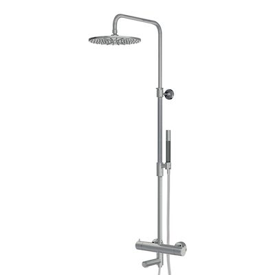 Thermostatische Regendoucheset Lagoo Garda voor Bad/Douche met Handdouche Staaf Geborsteld Nikkel