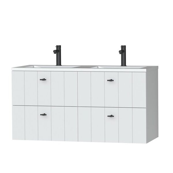 Tiger Maryport Meubelset 120 cm met 4 lades Mat wit incl Quadro wastafel Hoogglans wit – 1496028911
