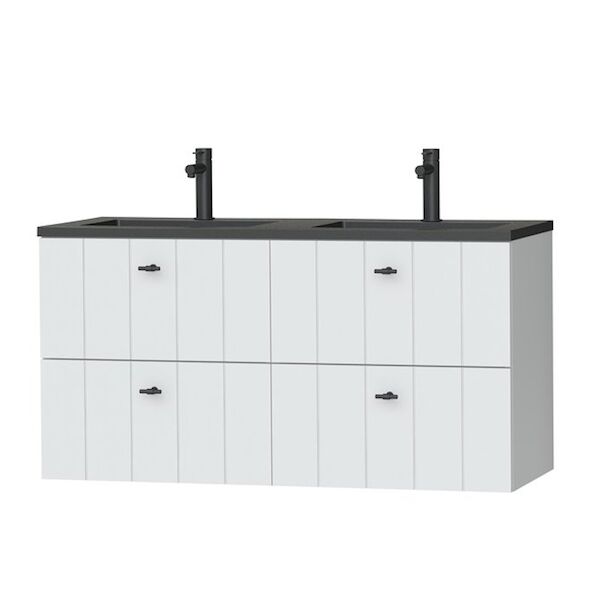 Tiger Maryport Meubelset 120 cm met 4 lades Mat wit incl Quadro wastafel Mat zwart – 1496028912