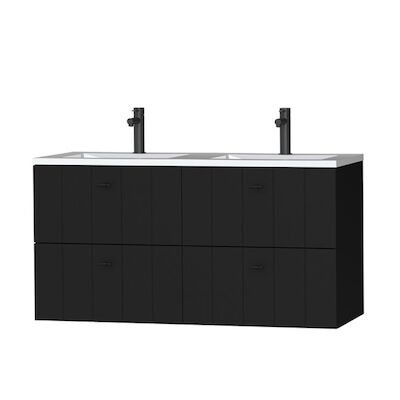 Tiger Maryport Meubelset 120 cm met 4 lades Mat zwart incl Quadro wastafel Hoogglans wit – 1496028915