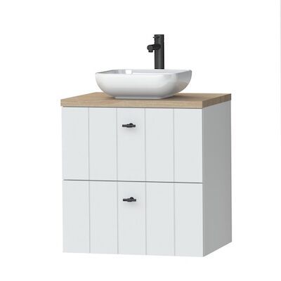 Tiger Maryport Meubelset 60 cm met 2 lades Mat wit incl Ontario waskom Hoogglans wit – 1496008914