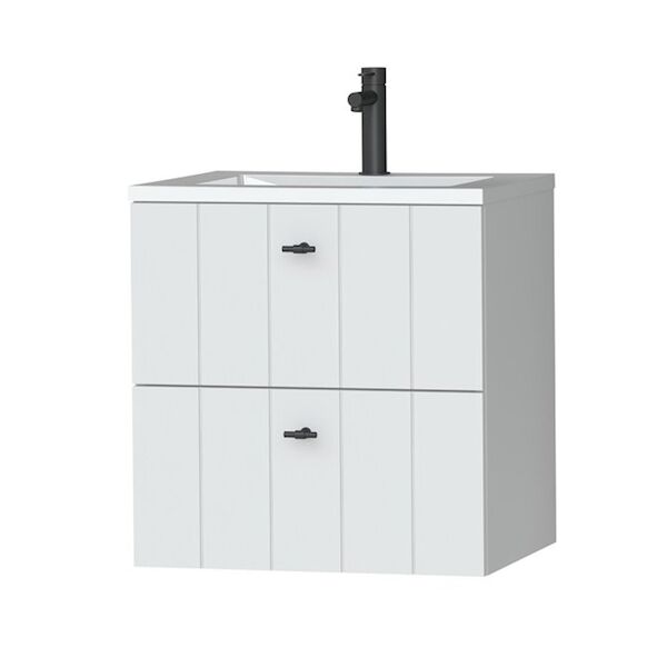 Tiger Maryport Meubelset 60 cm met 2 lades Mat wit incl Quadro wastafel Hoogglans wit – 1496008911