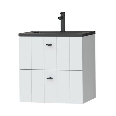 Tiger Maryport Meubelset 60 cm met 2 lades Mat wit incl Quadro wastafel Mat zwart – 1496008912