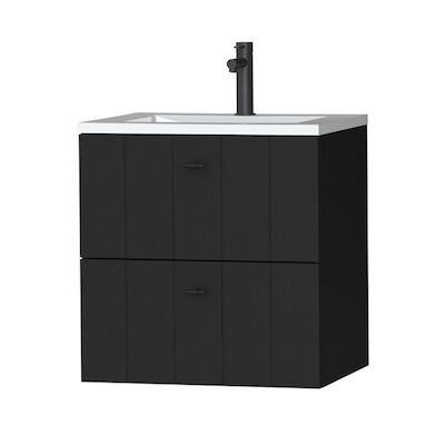 Tiger Maryport Meubelset 60 cm met 2 lades Mat zwart incl Quadro wastafel Hoogglans wit – 1496008915