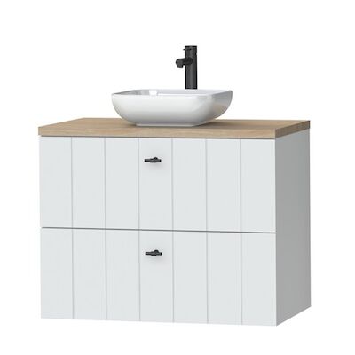Tiger Maryport Meubelset 80 cm met 2 lades Mat wit incl Ontario waskom Hoogglans wit – 1496018914