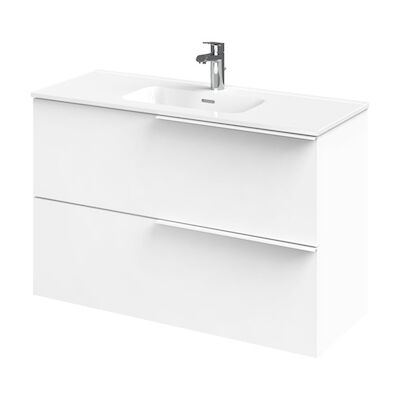 Tiger Pocket Meubelset 100 cm met 2 lades Wit incl Calpe wastafel Hoogglans wit – 800304