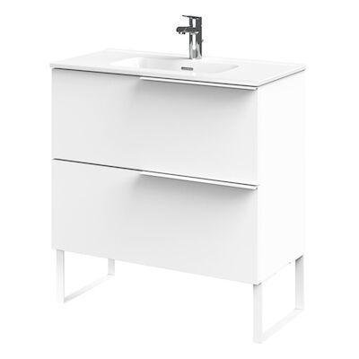 Tiger Pocket Meubelset 80 cm met 2 lades Wit incl Calpe wastafel en loop-poten Hoogglans wit – 800301
