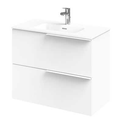 Tiger Pocket Meubelset 80 cm met 2 lades Wit incl Calpe wastafel Hoogglans wit – 800300