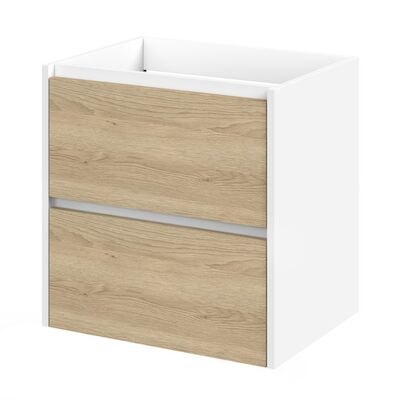 Tiger Reverse Meubelset 60 cm met 2 lades Naturel eik – Mat wit incl Oval wastafel Hoogglans wit – 800307