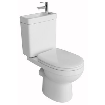 Toilet met Ingebouwde Fontein Keramiek Wit (inclusief kraan en afvoer)