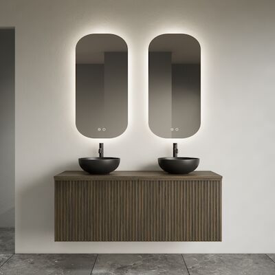 Toilet Spiegel Gliss Design Notus 50×100 cm Verticaal Incl. Spiegelverwarming en Indirect LED-verlichting Rondom